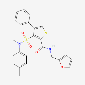 molecular formula C24H22N2O4S2 B2884036 N-(呋喃-2-基甲基)-3-[甲基(4-甲基苯基)磺酰胺基]-4-苯基噻吩-2-甲酰胺 CAS No. 946301-42-4