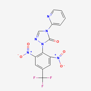 molecular formula C14H7F3N6O5 B2884039 2-[2,6-dinitro-4-(trifluoromethyl)phenyl]-4-(2-pyridinyl)-2,4-dihydro-3H-1,2,4-triazol-3-one CAS No. 343373-44-4