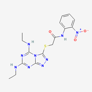 molecular formula C16H19N9O3S B2884040 2-{[5,7-bis(ethylamino)-[1,2,4]triazolo[4,3-a][1,3,5]triazin-3-yl]sulfanyl}-N-(2-nitrophenyl)acetamide CAS No. 721406-93-5