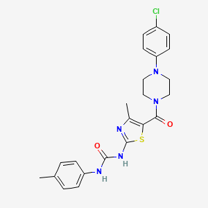 molecular formula C23H24ClN5O2S B2884058 1-(5-(4-(4-Chlorophenyl)piperazine-1-carbonyl)-4-methylthiazol-2-yl)-3-(p-tolyl)urea CAS No. 941916-41-2
