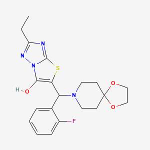 molecular formula C20H23FN4O3S B2884065 2-乙基-5-((2-氟苯基)(1,4-二氧杂-8-氮杂螺[4.5]癸-8-基)甲基)噻唑并[3,2-b][1,2,4]三唑-6-醇 CAS No. 887219-19-4