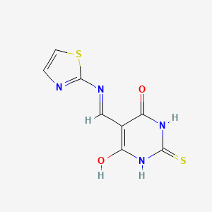 molecular formula C8H6N4O2S2 B2884083 5-((thiazol-2-ylamino)methylene)-2-thioxodihydropyrimidine-4,6(1H,5H)-dione CAS No. 883277-81-4