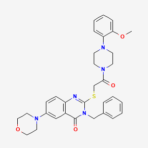 molecular formula C32H35N5O4S B2884089 3-Benzyl-2-[2-[4-(2-methoxyphenyl)piperazin-1-yl]-2-oxoethyl]sulfanyl-6-morpholin-4-ylquinazolin-4-one CAS No. 422278-87-3