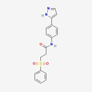 3-(benzenesulfonyl)-N-[4-(1H-pyrazol-3-yl)phenyl]propanamide