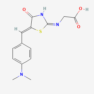 2-((E)-((Z)-5-(4-(dimethylamino)benzylidene)-4-oxothiazolidin-2-ylidene)amino)acetic acid
