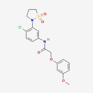 molecular formula C18H19ClN2O5S B2884107 N-(4-chloro-3-(1,1-dioxidoisothiazolidin-2-yl)phenyl)-2-(3-methoxyphenoxy)acetamide CAS No. 946339-51-1
