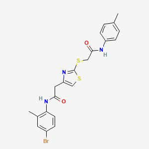 molecular formula C21H20BrN3O2S2 B2884124 N-(4-bromo-2-methylphenyl)-2-(2-((2-oxo-2-(p-tolylamino)ethyl)thio)thiazol-4-yl)acetamide CAS No. 941874-88-0
