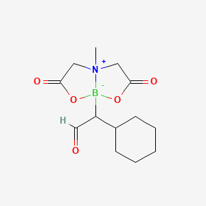 molecular formula C13H20BNO5 B2884134 8-(1-Cyclohexyl-2-oxoethyl)-4-methyl-2,6-dioxohexahydro-[1,3,2]oxazaborolo[2,3-b][1,3,2]oxazaborol-4-ium-8-uide CAS No. 1329422-59-4