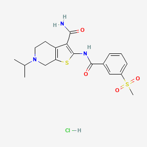 molecular formula C19H24ClN3O4S2 B2884142 6-Isopropyl-2-(3-(methylsulfonyl)benzamido)-4,5,6,7-tetrahydrothieno[2,3-c]pyridine-3-carboxamide hydrochloride CAS No. 1215669-07-0