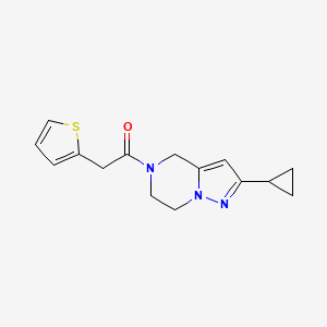 molecular formula C15H17N3OS B2884147 1-(2-cyclopropyl-6,7-dihydropyrazolo[1,5-a]pyrazin-5(4H)-yl)-2-(thiophen-2-yl)ethanone CAS No. 2034380-90-8