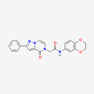 molecular formula C22H18N4O4 B2884164 N-(2,3-dihydro-1,4-benzodioxin-6-yl)-2-(4-oxo-2-phenylpyrazolo[1,5-a]pyrazin-5(4H)-yl)acetamide CAS No. 941963-15-1