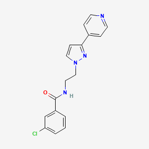 molecular formula C17H15ClN4O B2884174 3-chloro-N-(2-(3-(pyridin-4-yl)-1H-pyrazol-1-yl)ethyl)benzamide CAS No. 1448053-31-3