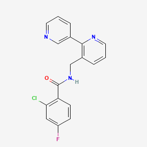 molecular formula C18H13ClFN3O B2884199 N-([2,3'-bipyridin]-3-ylmethyl)-2-chloro-4-fluorobenzamide CAS No. 1903616-30-7