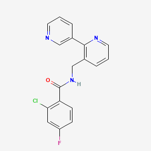 N-({[2,3'-bipyridine]-3-yl}methyl)-2-chloro-4-fluorobenzamide