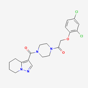 molecular formula C20H22Cl2N4O3 B2884209 2-(2,4-Dichlorophenoxy)-1-(4-(4,5,6,7-tetrahydropyrazolo[1,5-a]pyridine-3-carbonyl)piperazin-1-yl)ethanone CAS No. 2034593-41-2