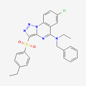 molecular formula C26H24ClN5O2S B2884213 N-benzyl-7-chloro-N-ethyl-3-((4-ethylphenyl)sulfonyl)-[1,2,3]triazolo[1,5-a]quinazolin-5-amine CAS No. 893788-51-7