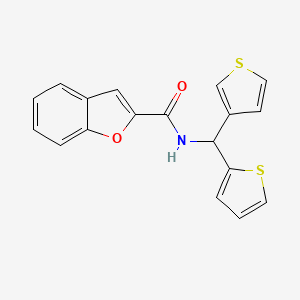 molecular formula C18H13NO2S2 B2884217 N-(噻吩-2-基(噻吩-3-基)甲基)苯并呋喃-2-甲酰胺 CAS No. 2034223-25-9
