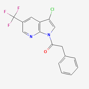 molecular formula C16H10ClF3N2O B2884221 1-[3-chloro-5-(trifluoromethyl)-1H-pyrrolo[2,3-b]pyridin-1-yl]-2-phenylethan-1-one CAS No. 2061726-45-0
