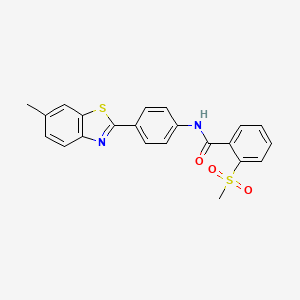 molecular formula C22H18N2O3S2 B2884224 N-(4-(6-methylbenzo[d]thiazol-2-yl)phenyl)-2-(methylsulfonyl)benzamide CAS No. 896361-14-1