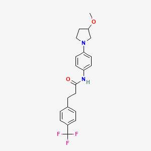 molecular formula C21H23F3N2O2 B2884233 N-(4-(3-methoxypyrrolidin-1-yl)phenyl)-3-(4-(trifluoromethyl)phenyl)propanamide CAS No. 1796970-73-4