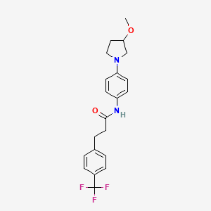 molecular formula C21H23F3N2O2 B2884233 N-[4-(3-Methoxypyrrolidin-1-YL)phenyl]-3-[4-(trifluoromethyl)phenyl]propanamide CAS No. 1796970-73-4