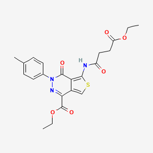 molecular formula C22H23N3O6S B2884235 Ethyl 5-(4-ethoxy-4-oxobutanamido)-4-oxo-3-(p-tolyl)-3,4-dihydrothieno[3,4-d]pyridazine-1-carboxylate CAS No. 851947-97-2
