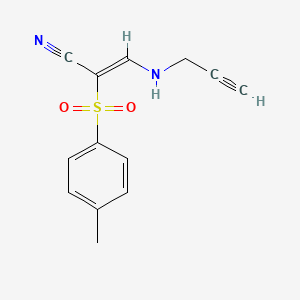 molecular formula C13H12N2O2S B2884250 2-((4-Methylphenyl)sulfonyl)-3-(prop-2-ynylamino)prop-2-enenitrile CAS No. 1025637-02-8