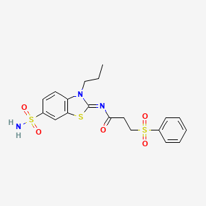 molecular formula C19H21N3O5S3 B2884255 (Z)-3-(phenylsulfonyl)-N-(3-propyl-6-sulfamoylbenzo[d]thiazol-2(3H)-ylidene)propanamide CAS No. 887202-77-9