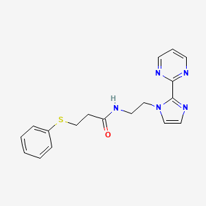 3-(phenylthio)-N-(2-(2-(pyrimidin-2-yl)-1H-imidazol-1-yl)ethyl)propanamide