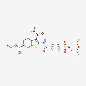 ethyl 3-carbamoyl-2-(4-((2,6-dimethylmorpholino)sulfonyl)benzamido)-4,5-dihydrothieno[2,3-c]pyridine-6(7H)-carboxylate