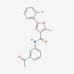 molecular formula C20H16ClNO3 B2884262 N-(3-acetylphenyl)-5-(2-chlorophenyl)-2-methylfuran-3-carboxamide CAS No. 876875-68-2