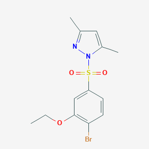 molecular formula C13H15BrN2O3S B288428 1-(4-溴-3-乙氧基苯基)磺酰-3,5-二甲基吡唑 