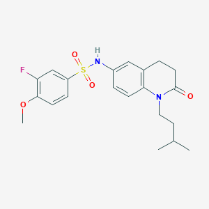 molecular formula C21H25FN2O4S B2884289 3-fluoro-N-(1-isopentyl-2-oxo-1,2,3,4-tetrahydroquinolin-6-yl)-4-methoxybenzenesulfonamide CAS No. 946373-14-4