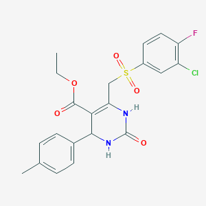 Ethyl 6-(((3-chloro-4-fluorophenyl)sulfonyl)methyl)-2-oxo-4-(p-tolyl)-1,2,3,4-tetrahydropyrimidine-5-carboxylate