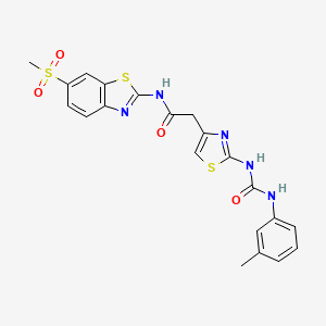 N-(6-(methylsulfonyl)benzo[d]thiazol-2-yl)-2-(2-(3-(m-tolyl)ureido)thiazol-4-yl)acetamide