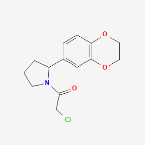 molecular formula C14H16ClNO3 B2884311 1-(Chloroacetyl)-2-(2,3-dihydro-1,4-benzodioxin-6-yl)pyrrolidine CAS No. 793679-02-4