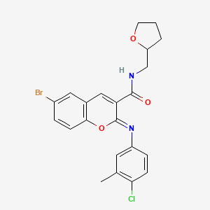 molecular formula C22H20BrClN2O3 B2884312 (2Z)-6-bromo-2-[(4-chloro-3-methylphenyl)imino]-N-(tetrahydrofuran-2-ylmethyl)-2H-chromene-3-carboxamide CAS No. 1327175-92-7