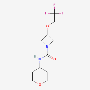 molecular formula C11H17F3N2O3 B2884318 N-(tetrahydro-2H-pyran-4-yl)-3-(2,2,2-trifluoroethoxy)azetidine-1-carboxamide CAS No. 2320143-76-6