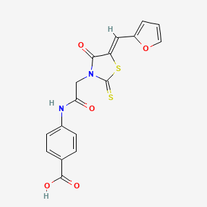 molecular formula C17H12N2O5S2 B2884349 (Z)-4-(2-(5-(furan-2-ylmethylene)-4-oxo-2-thioxothiazolidin-3-yl)acetamido)benzoic acid CAS No. 896086-74-1