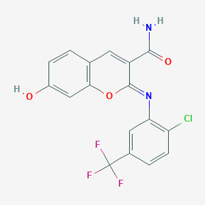(2Z)-2-{[2-chloro-5-(trifluoromethyl)phenyl]imino}-7-hydroxy-2H-chromene-3-carboxamide