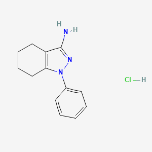 molecular formula C13H16ClN3 B2884357 1-Phenyl-4,5,6,7-tetrahydroindazol-3-amine;hydrochloride CAS No. 2470440-37-8