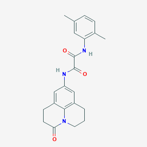 molecular formula C22H23N3O3 B2884359 N1-(2,5-dimethylphenyl)-N2-(3-oxo-1,2,3,5,6,7-hexahydropyrido[3,2,1-ij]quinolin-9-yl)oxalamide CAS No. 898464-49-8