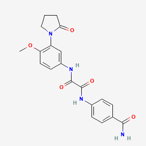 molecular formula C20H20N4O5 B2884361 N1-(4-氨基甲酰苯基)-N2-(4-甲氧基-3-(2-氧代吡咯烷-1-基)苯基)草酰胺 CAS No. 941958-19-6
