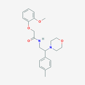 molecular formula C22H28N2O4 B2884370 2-(2-甲氧基苯氧基)-N-(2-吗啉-2-(对甲苯基)乙基)乙酰胺 CAS No. 941964-36-9