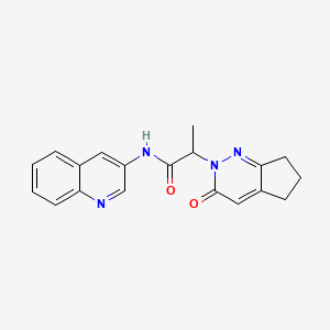 molecular formula C19H18N4O2 B2884379 2-(3-氧代-3,5,6,7-四氢-2H-环戊[c]哒嗪-2-基)-N-(喹啉-3-基)丙酰胺 CAS No. 2034470-13-6