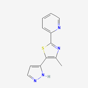 molecular formula C12H10N4S B2884395 2-[4-methyl-5-(1H-pyrazol-5-yl)-1,3-thiazol-2-yl]pyridine CAS No. 499796-04-2