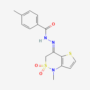 4-methyl-N-[(E)-(1-methyl-2,2-dioxothieno[3,2-c]thiazin-4-ylidene)amino]benzamide