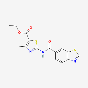 molecular formula C15H13N3O3S2 B2884411 Ethyl 2-(benzo[d]thiazole-6-carboxamido)-4-methylthiazole-5-carboxylate CAS No. 681168-61-6