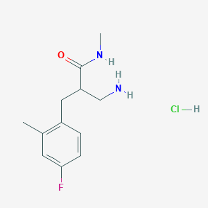 molecular formula C12H18ClFN2O B2884419 3-amino-2-[(4-fluoro-2-methylphenyl)methyl]-N-methylpropanamide hydrochloride CAS No. 1909336-88-4