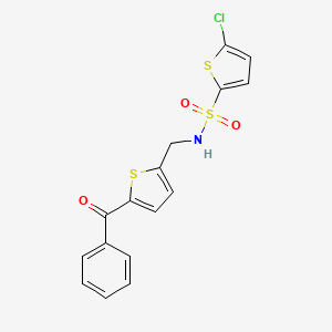 molecular formula C16H12ClNO3S3 B2884422 N-((5-benzoylthiophen-2-yl)methyl)-5-chlorothiophene-2-sulfonamide CAS No. 1797965-26-4